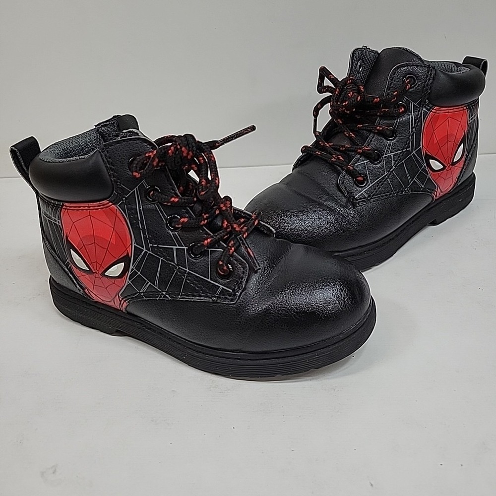 SpiderMan Ankle Boots Youth Sz 12 Side Zip Marvel Trendy Casual Super Hero Comfy